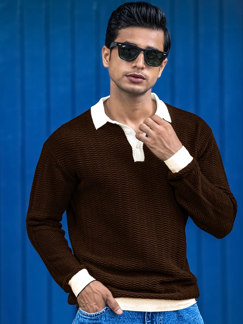 Maniac  Maniac Mens printed round neck raglan half sleeve biscuit and brown cotton tshirt for Men | Best Price UAE